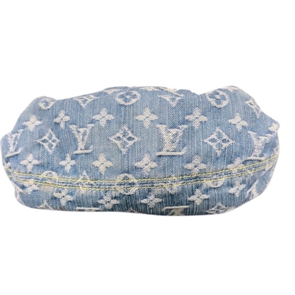 Louis Vuitton Monogram Denim Pleaty Bag Blue Vachetta Trim Handbag with receipt - Picture 7 of 17